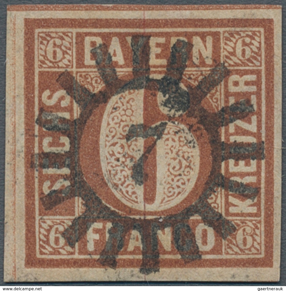 Bayern - Marken Und Briefe: 1849, 6 Kr. Braun Auf Weiß In Type I. Mit Resten Des Zusätzlichen Roten - Sonstige & Ohne Zuordnung