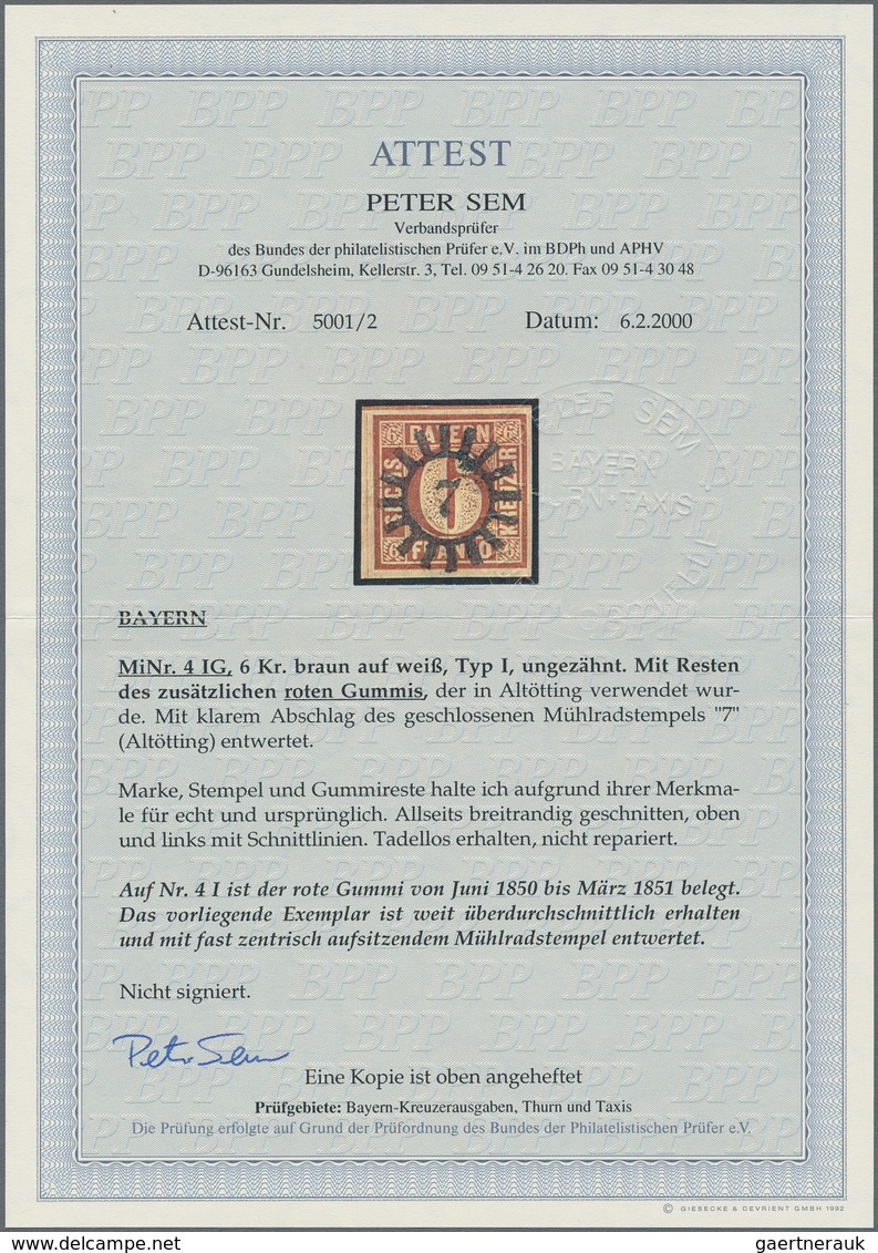 Bayern - Marken Und Briefe: 1849, 6 Kr. Braun Auf Weiß In Type I. Mit Resten Des Zusätzlichen Roten - Autres & Non Classés