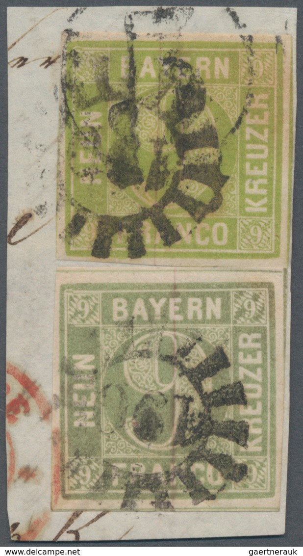 Bayern - Marken und Briefe: 1850/51: Drei Briefe und zwei Briefstücke mit sehr frühen Buntfrankature