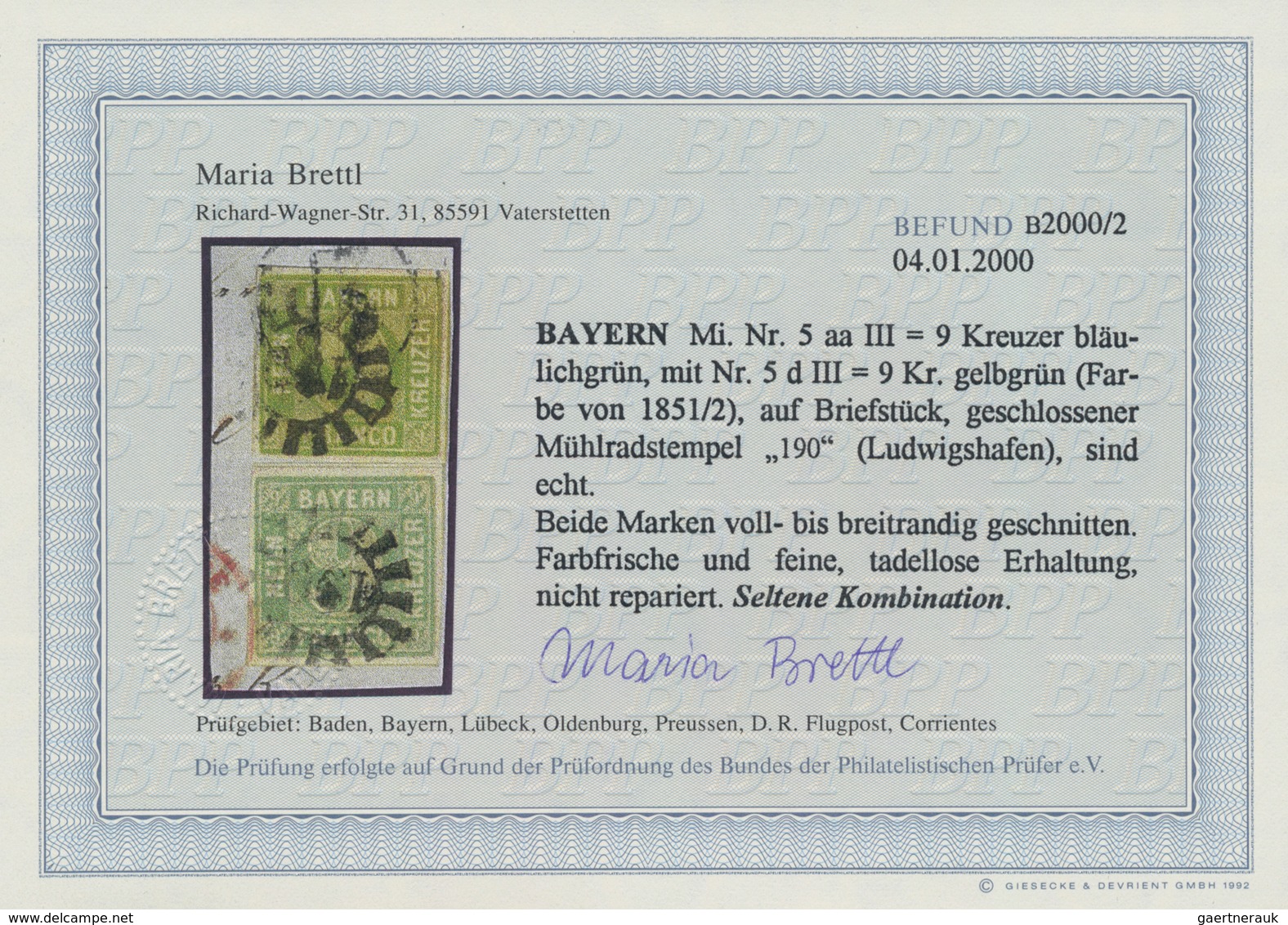 Bayern - Marken und Briefe: 1850/51: Drei Briefe und zwei Briefstücke mit sehr frühen Buntfrankature