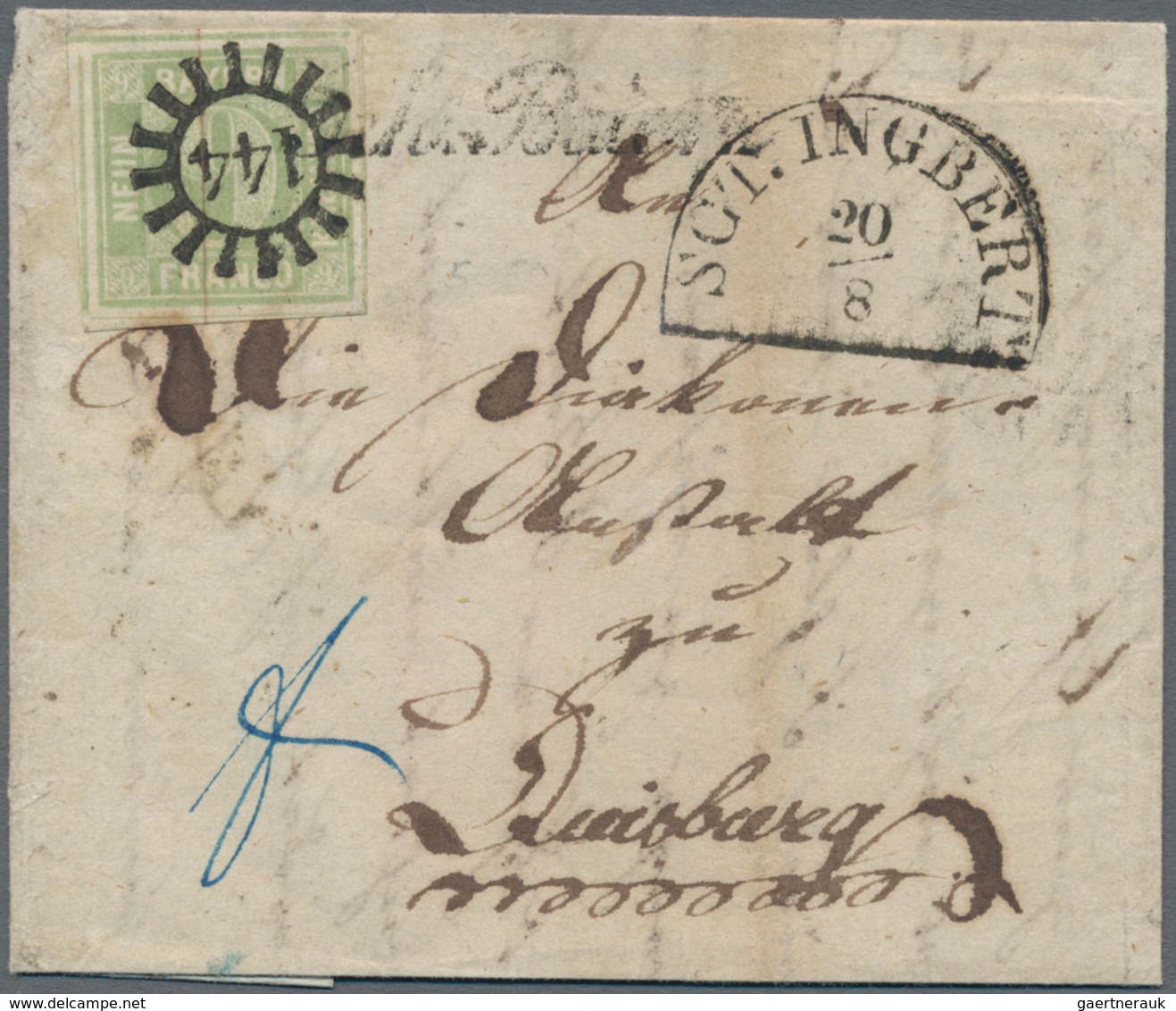 Bayern - Marken Und Briefe: 1850, 9 Kreuzer In Der Guten Farbe Mattblaugrün Allseits Breitrandig Auf - Other & Unclassified