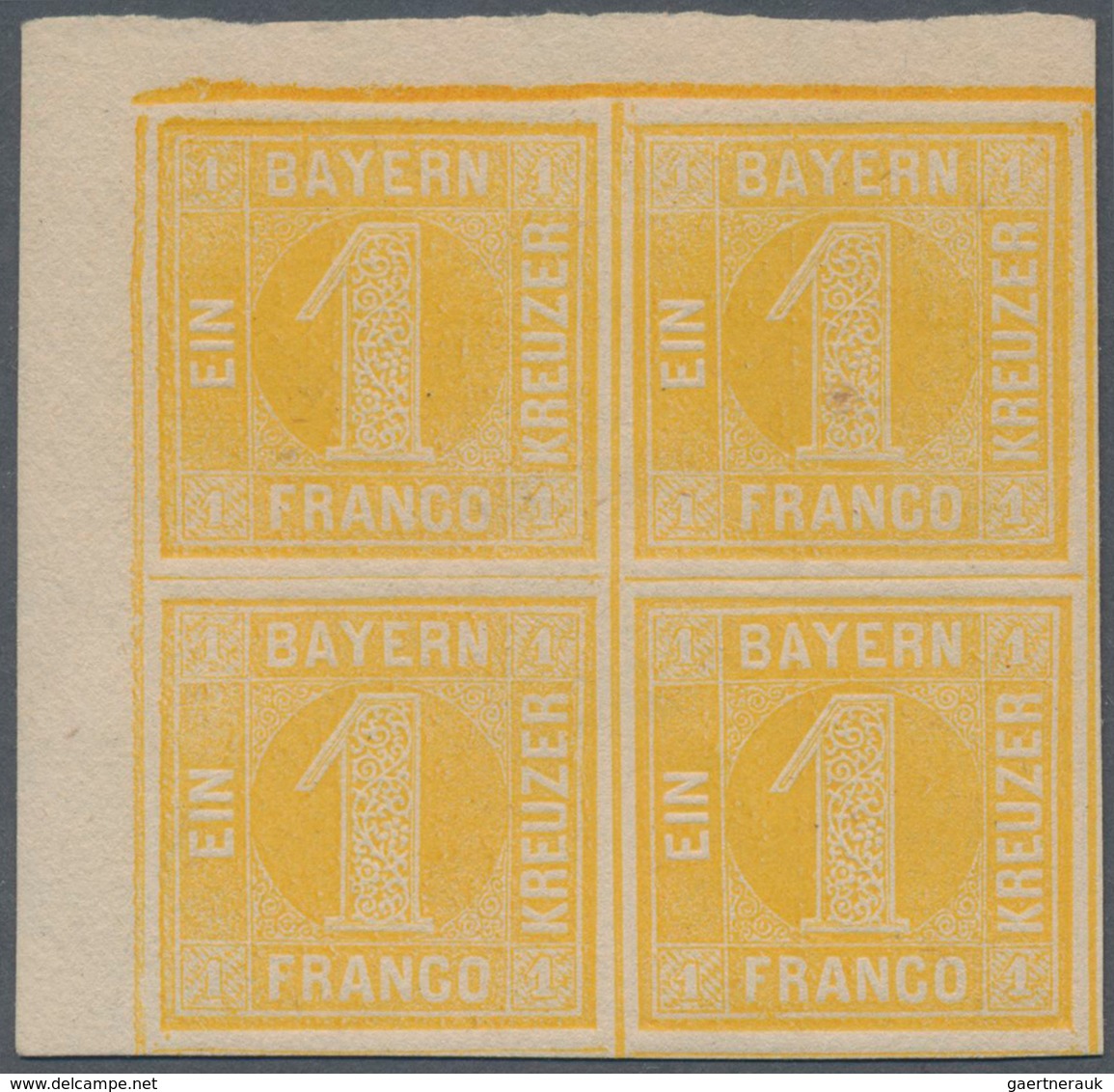 Bayern - Marken Und Briefe: 1862, 1 Kr. Gelb, Leuchtend Farbintensiver Und Allseits Breitrandiger 4e - Other & Unclassified