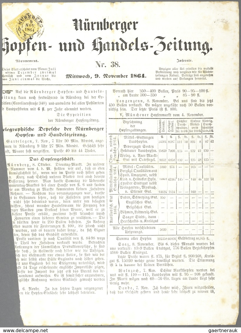 Bayern - Marken Und Briefe: 1862, 1 Kr. Gelb, Voll- Bis Breitrandiges Exemplar Auf Fast Vollständige - Sonstige & Ohne Zuordnung