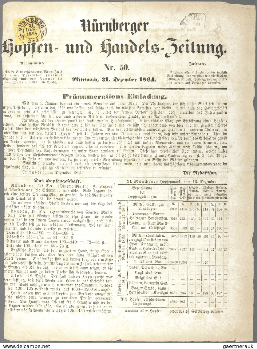 Bayern - Marken Und Briefe: 1862, 1 Kr. Gelb, Meist Voll- Bis Breitrandiges Exemplar Auf Fast Vollst - Andere & Zonder Classificatie