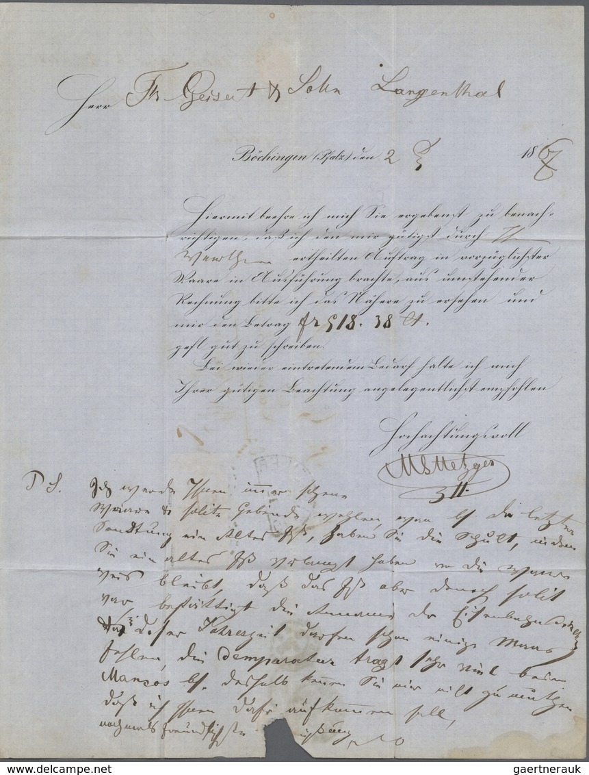 Bayern - Marken Und Briefe: 1867, Quadratausgabe 9 Kr Ockerbraun, Allseits Vollrandig, Zusammen Mit - Autres & Non Classés