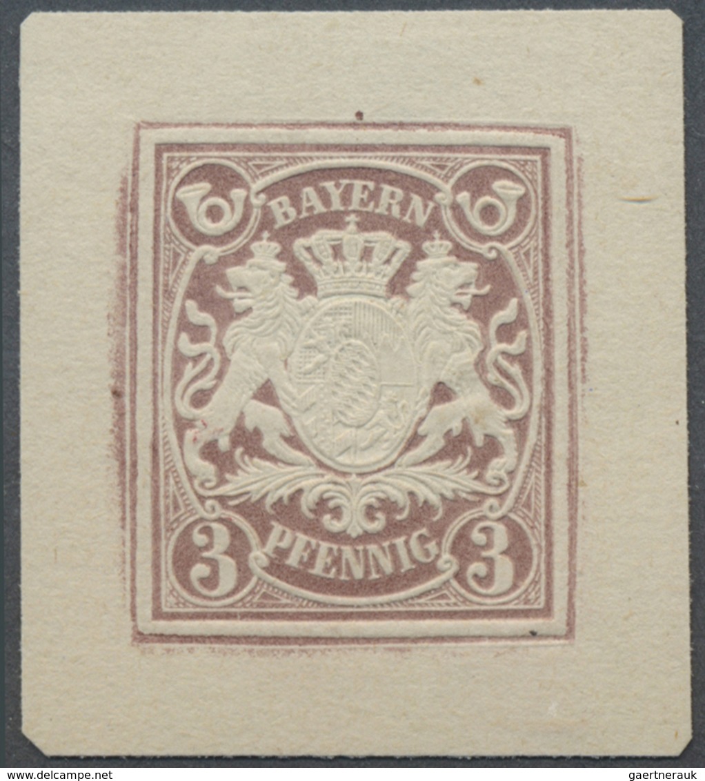 Bayern - Marken Und Briefe: 1876 (ca.), Ungezähnte Proben Der Ganzsachen-Wertstempel Zu 3 Pf., 5 Pf. - Sonstige & Ohne Zuordnung