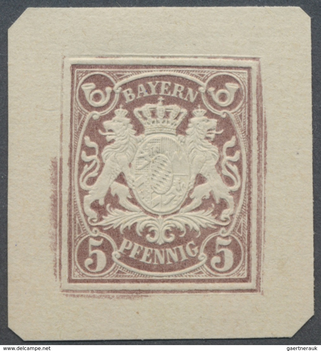 Bayern - Marken Und Briefe: 1876 (ca.), Ungezähnte Proben Der Ganzsachen-Wertstempel Zu 3 Pf., 5 Pf. - Andere & Zonder Classificatie