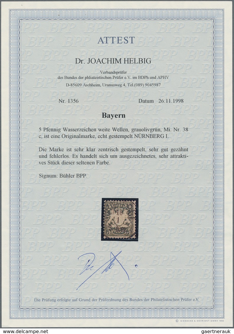 Bayern - Marken Und Briefe: 1876, 5 Pfg. Grauolivgrün, Wasserzeichen Weite Linien, Gestempelt "NÜRNB - Other & Unclassified