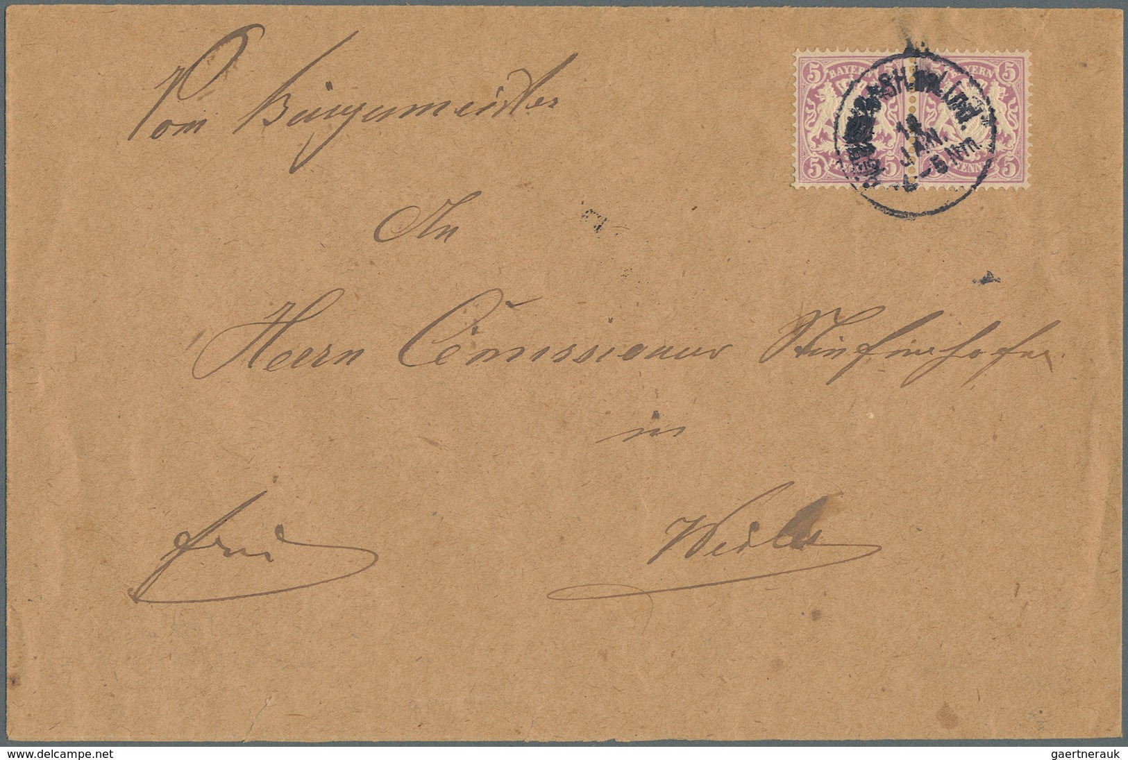 Bayern - Marken Und Briefe: 1878, 5 Pf. Violett, Waager. Paar Auf Sauberem Brief Ab ROETHENBACH B. L - Other & Unclassified