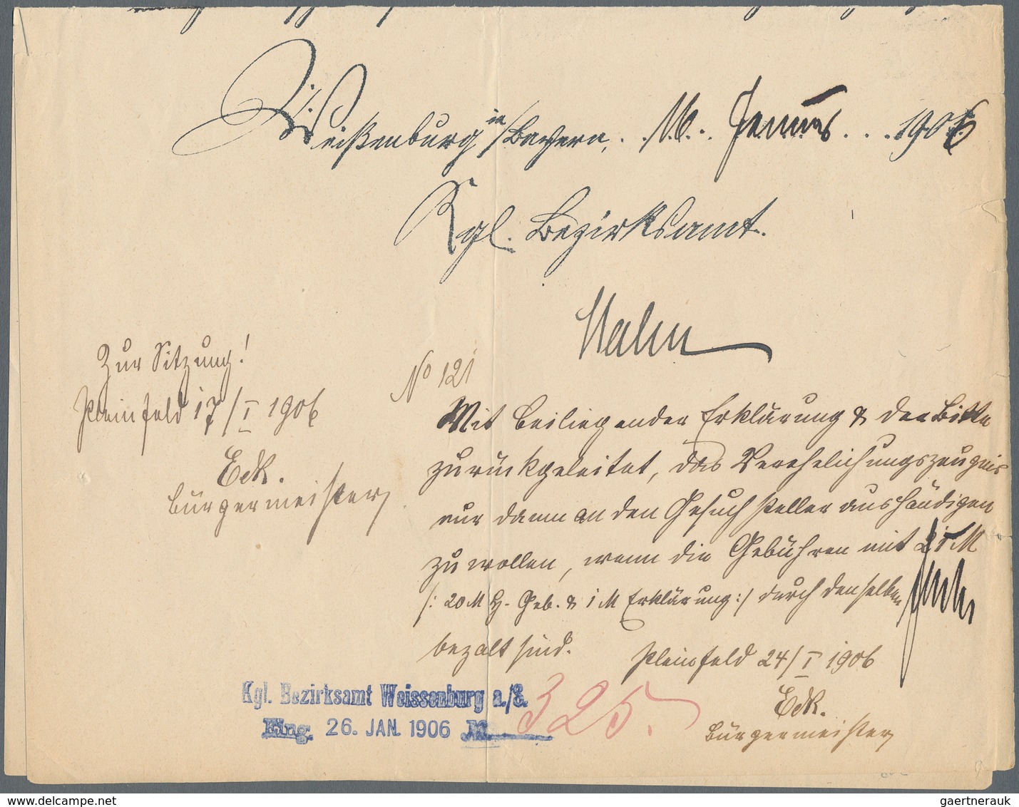 Bayern - Marken Und Briefe: 1906, 10 Pfg. Karminrot, Senkrechtes Paar Auf Dokument "Gegen Postzustel - Sonstige & Ohne Zuordnung