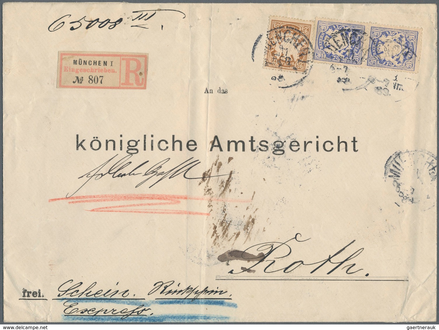 Bayern - Marken Und Briefe: 1889, Vordruckumschlag 20 X 15 Cm "An Das Königliche Amtsgericht - Frei" - Sonstige & Ohne Zuordnung