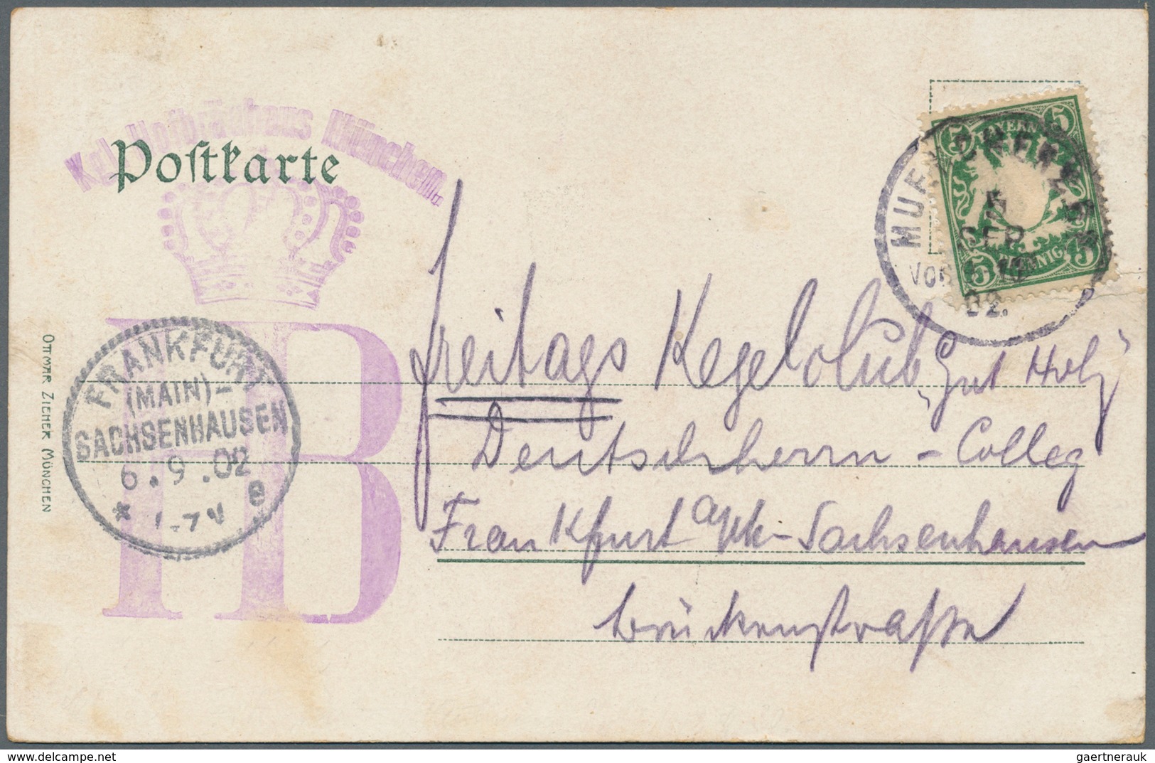 Bayern - Marken Und Briefe: 1902, 5 Pf. Wappen, Fehldruck Mit Wz. Senkr. Wellenlinien, Auf AK Mit K1 - Autres & Non Classés