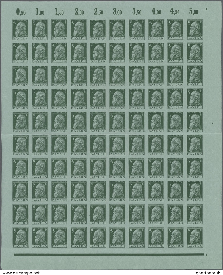 Bayern - Marken Und Briefe: 1911, Luitpolt 5 Pfennig In Type I Als Kompletter 100er Bogen Postfrisch - Other & Unclassified