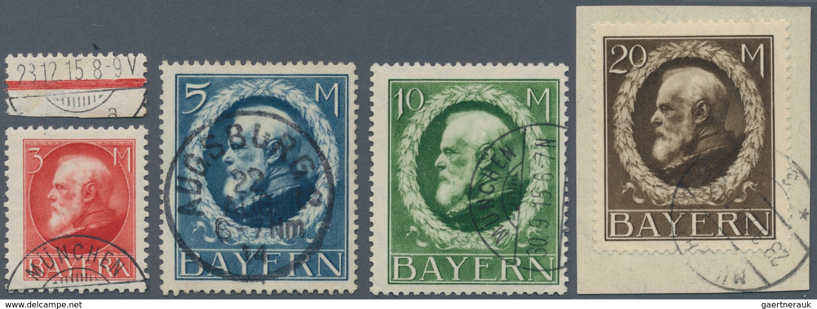 Bayern - Marken Und Briefe: 1914, 3 M - 20 M Ludwig III Je Sauber Gestempelt (109I Auf Bfst.), Nr. 1 - Andere & Zonder Classificatie