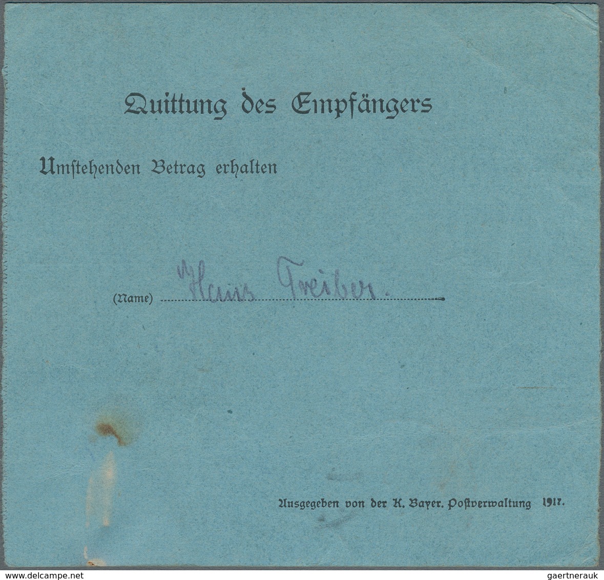 Bayern - Marken Und Briefe: 1916, 10 Pf Karminrot Als EF Entwertet Mit K1 ANSBACH Auf Feldpostanweis - Altri & Non Classificati