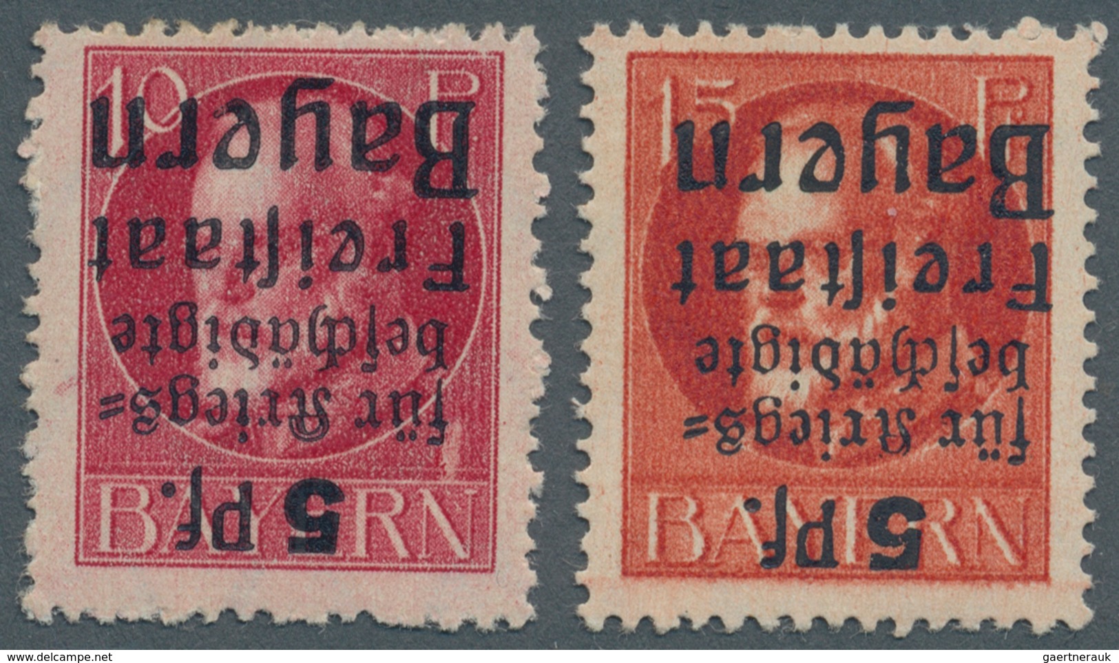 Bayern - Marken Und Briefe: 1919, 10+5 Pf Karminrot Und 15+5 Pf Je Mit KOPFSTEHENDEM AUFDRUCK Postfr - Sonstige & Ohne Zuordnung