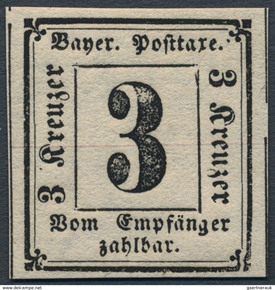 Bayern - Portomarken: 1862, 3 Kreuzer Schwarz Allseits Breitrandig Mit Trennungslinien, Tadellos Pos - Andere & Zonder Classificatie