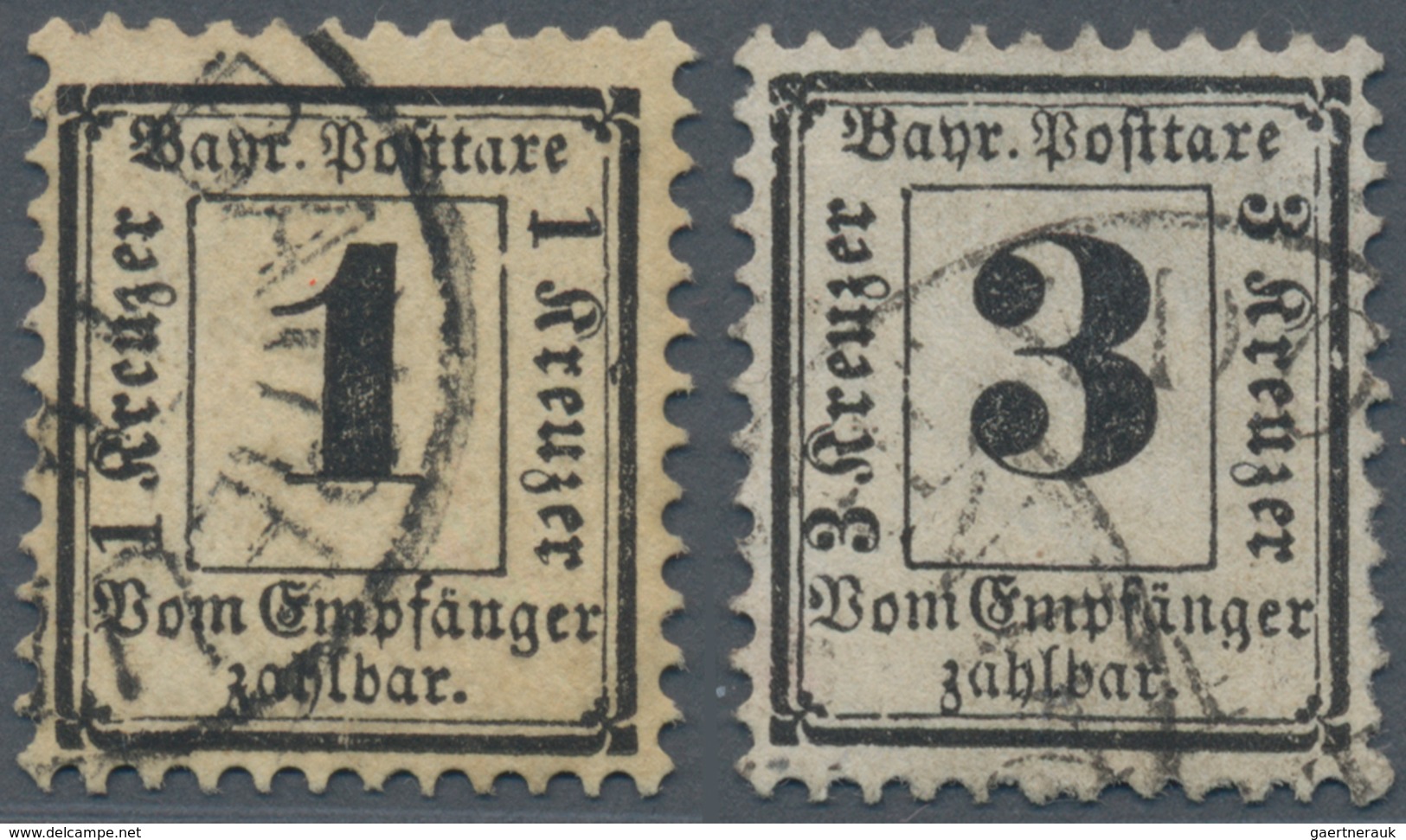 Bayern - Portomarken: 1870, 1 Kr Und 3 Kr Wz. Enge Rauten Je Sauber Gestempelt, 1 Kr Tief Gepr. BPP - Other & Unclassified