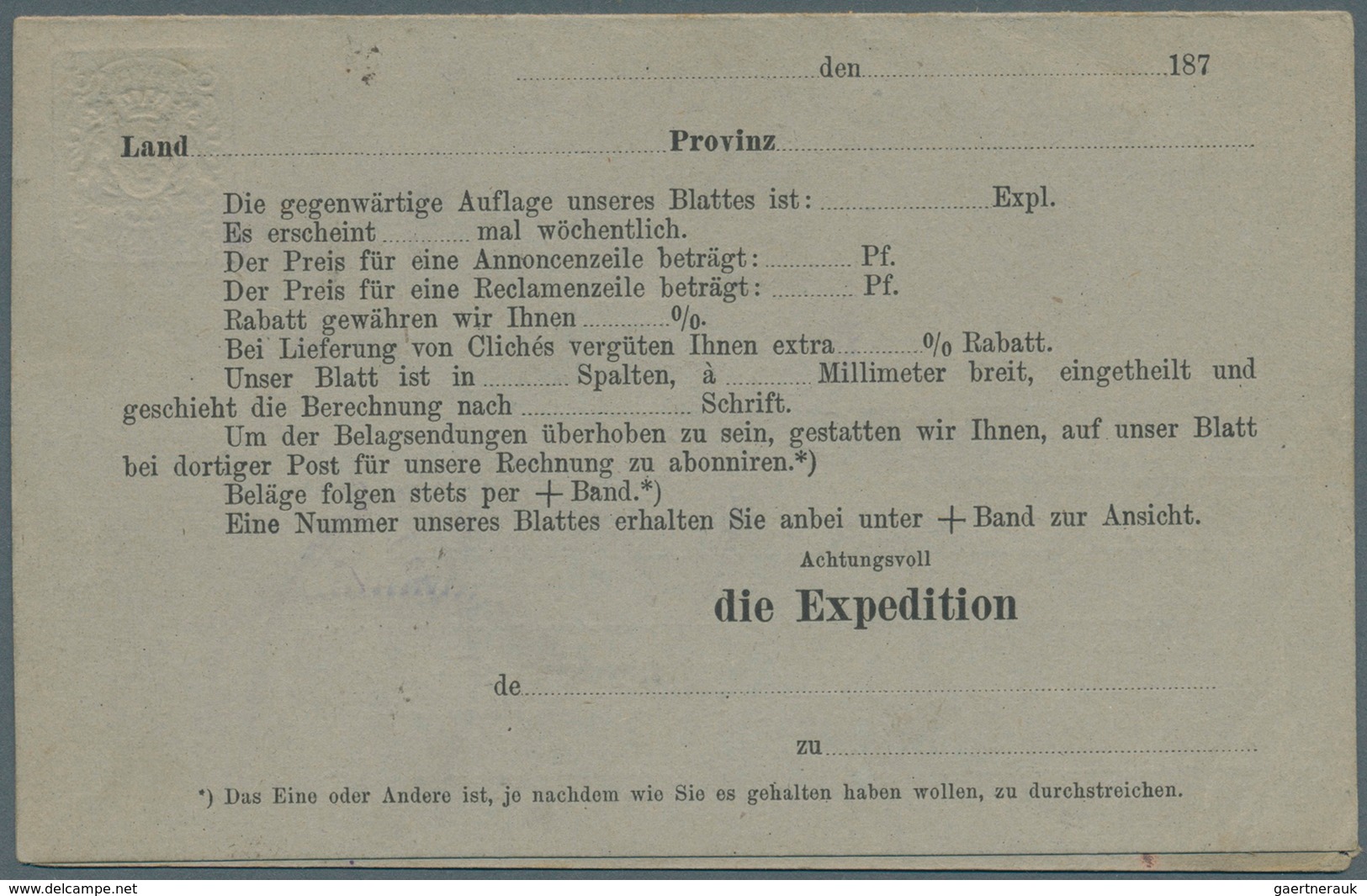 Bayern - Ganzsachen: 1876, Doppelkarte 5+5 Pf Dunkelgrün Wappen, Antwortteil Mit Abart "N" Statt "R" - Autres & Non Classés