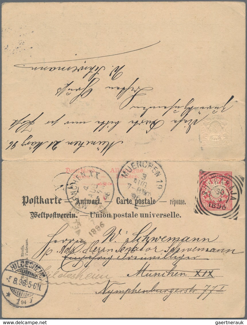 Bayern - Ganzsachen: 1896, Doppelkarte 10 Pfg. Wappen Ab München Mit Der Bitte Um Rücksendung Nach K - Andere & Zonder Classificatie