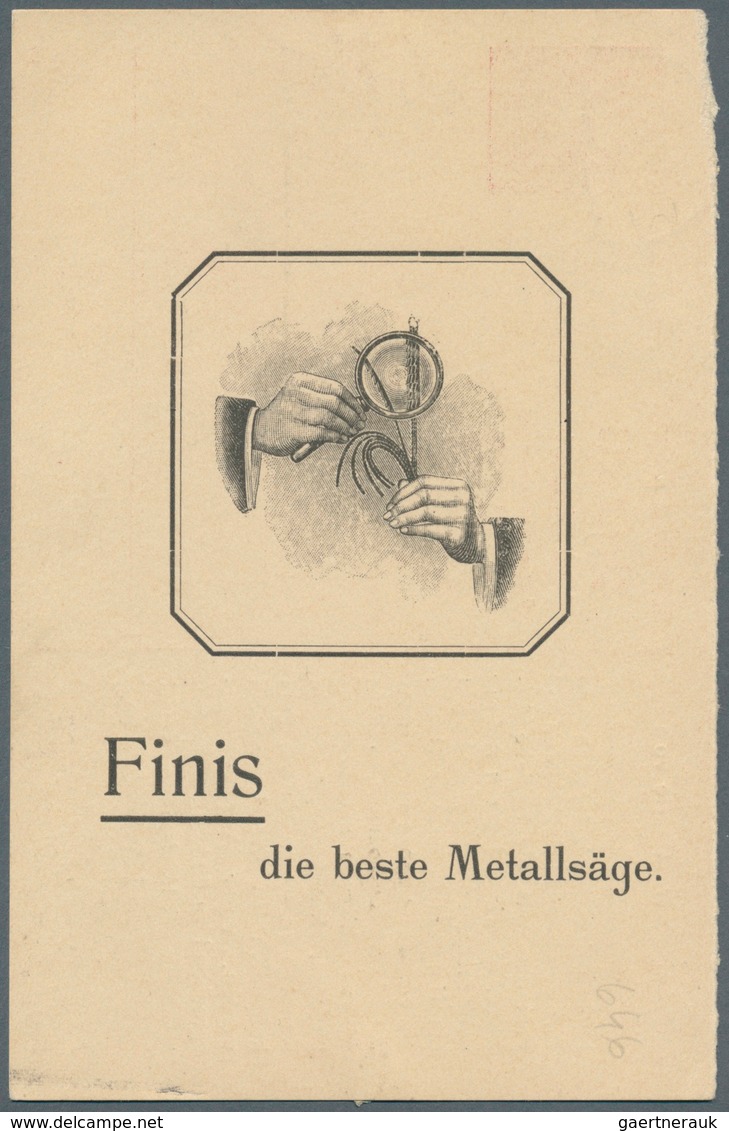 Bayern - Ganzsachen: 1911, Fragekarte 10 Pf Rauten, Mit Bildzudruck "Finis - Die Beste Metallsäge", - Other & Unclassified