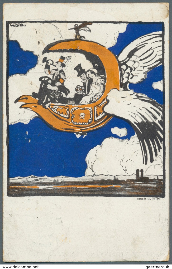 Bayern - Ganzsachen: 1912, Flugpostkarte 5 Pf + 25 Pf BAEC (Alpenkette), Gebraucht Mit Tagesstpl. "M - Sonstige & Ohne Zuordnung