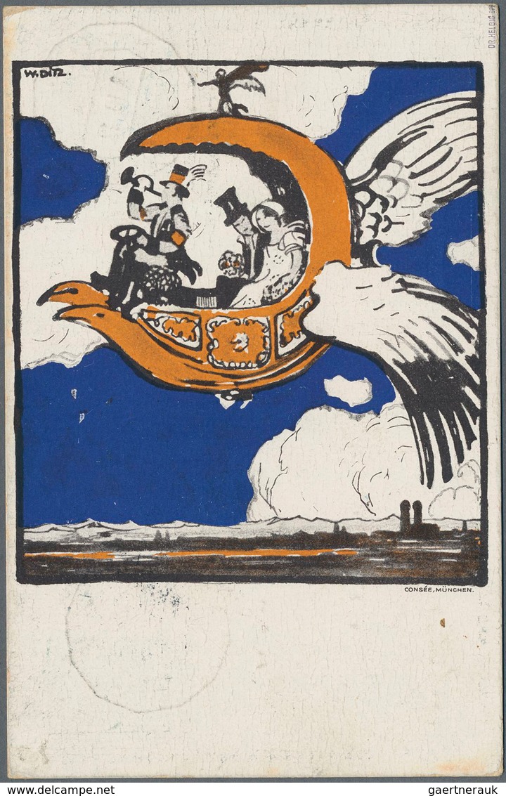 Bayern - Ganzsachen: 1912, 5 Pf Grün Flugpostkarte Mit Alpenkette, Sauber Gestempelt München Und Des - Other & Unclassified