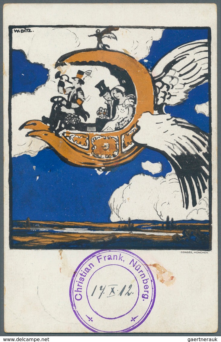 Bayern - Ganzsachen: 1912, Flugpostkarte 5 Pf + 25 Pf Nürnberg, Gebraucht Als Drucksache Mit Flugpos - Other & Unclassified