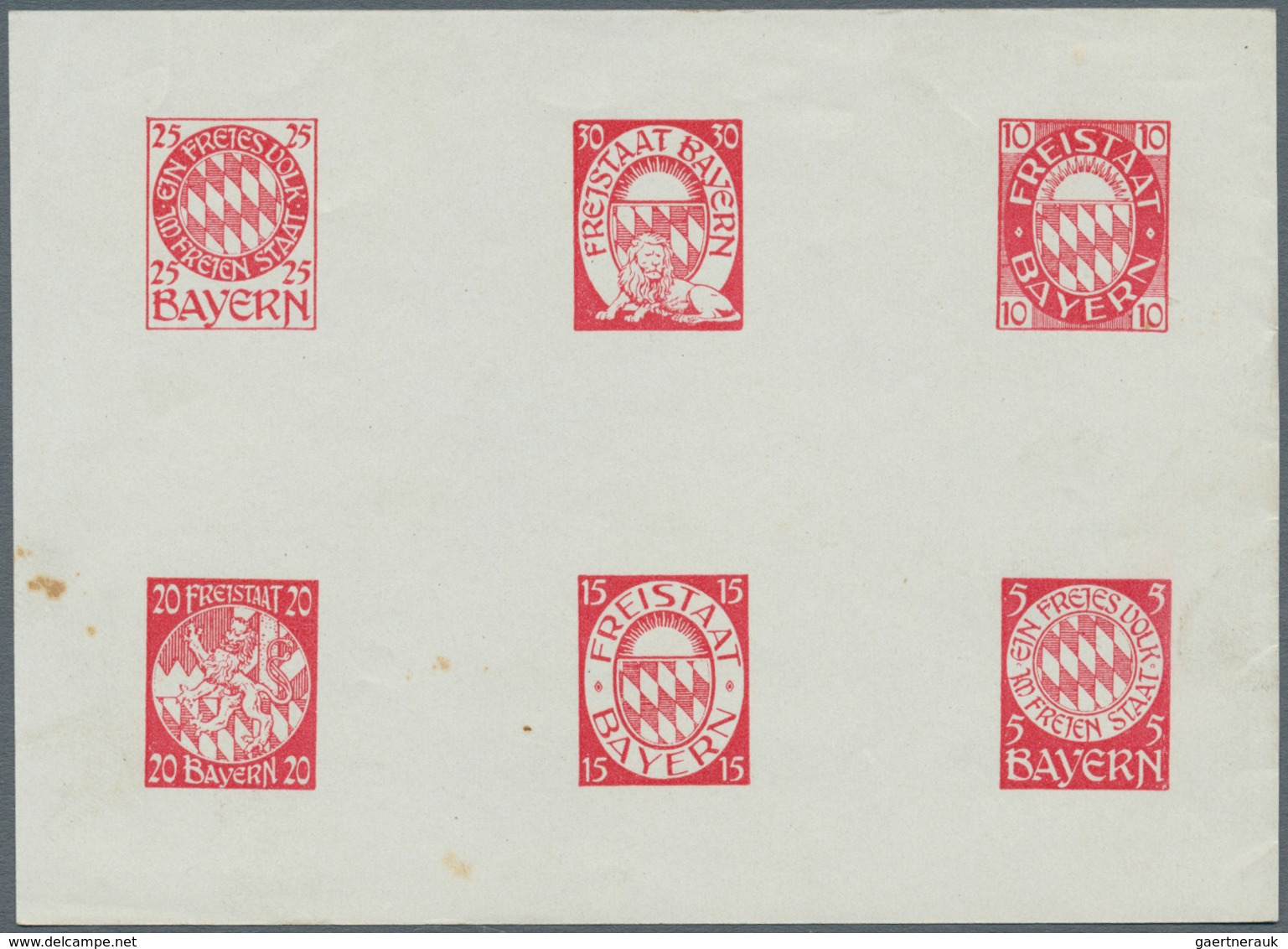 Bayern - Besonderheiten: 1910/1920, 6 Essay-Blöcke Mit Je 6 Marken In Verschiedenen Farben, 1 Block - Andere & Zonder Classificatie