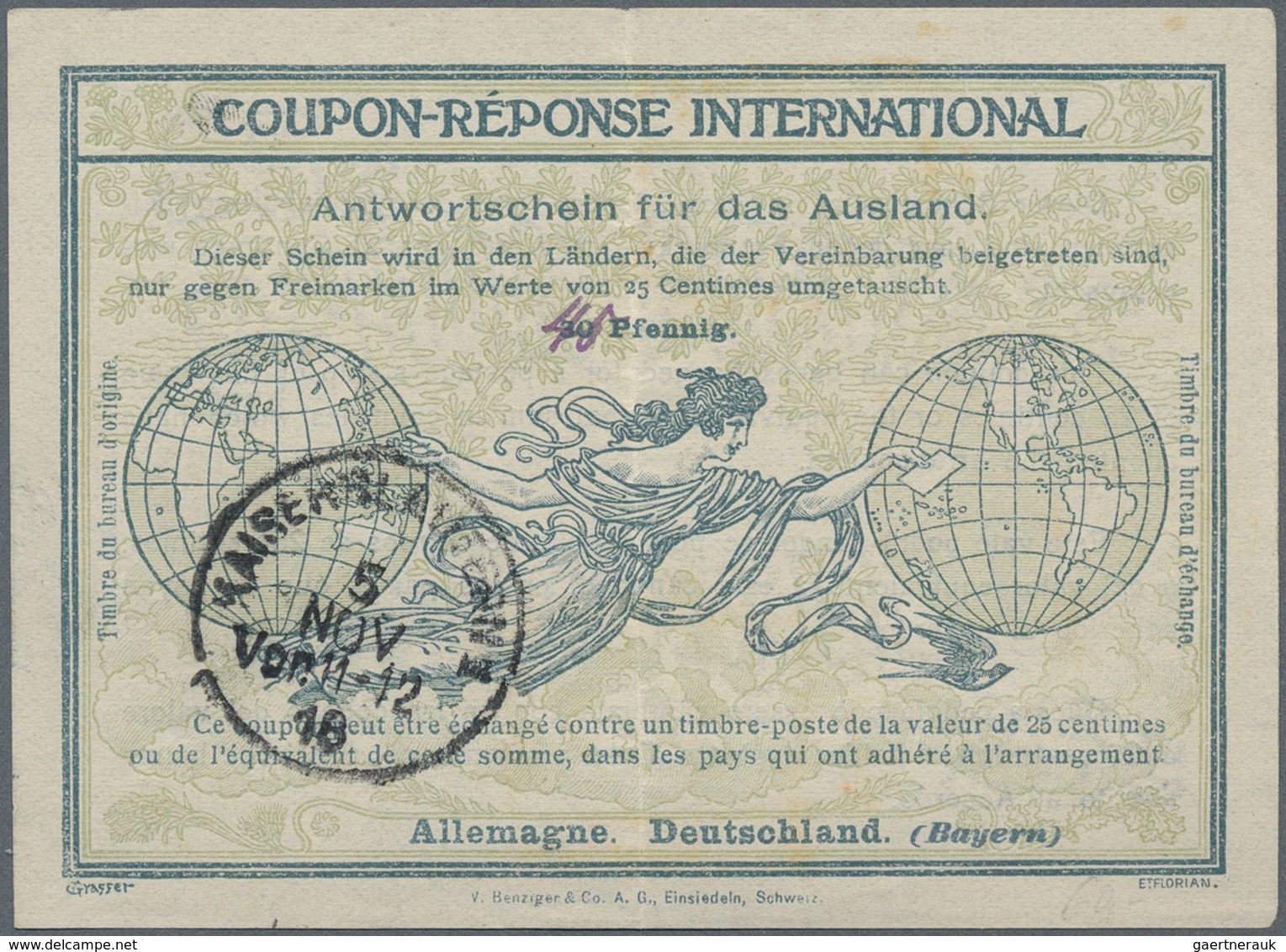 Bayern - Besonderheiten: 1918, 30 Pfg. "IAS" Mit Handschriftlicher Gebührenerhöhung Auf 45 Pfg. Und - Altri & Non Classificati