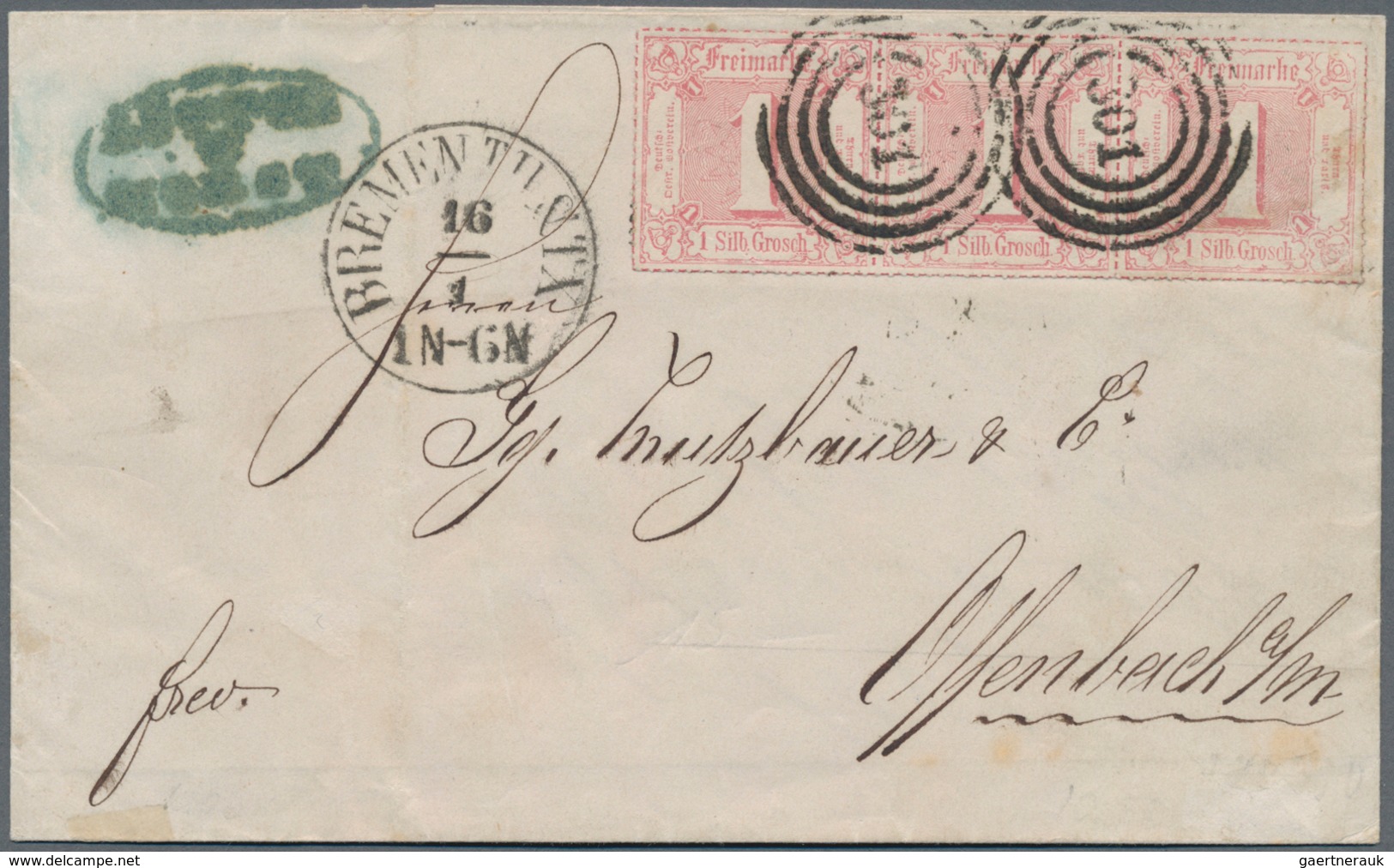 Bremen - Thurn & Taxis'sches Oberpostamt: 1867, 16.1., Brief Nach Offenbach, Hessen-Darmstadt, Mit W - Bremen