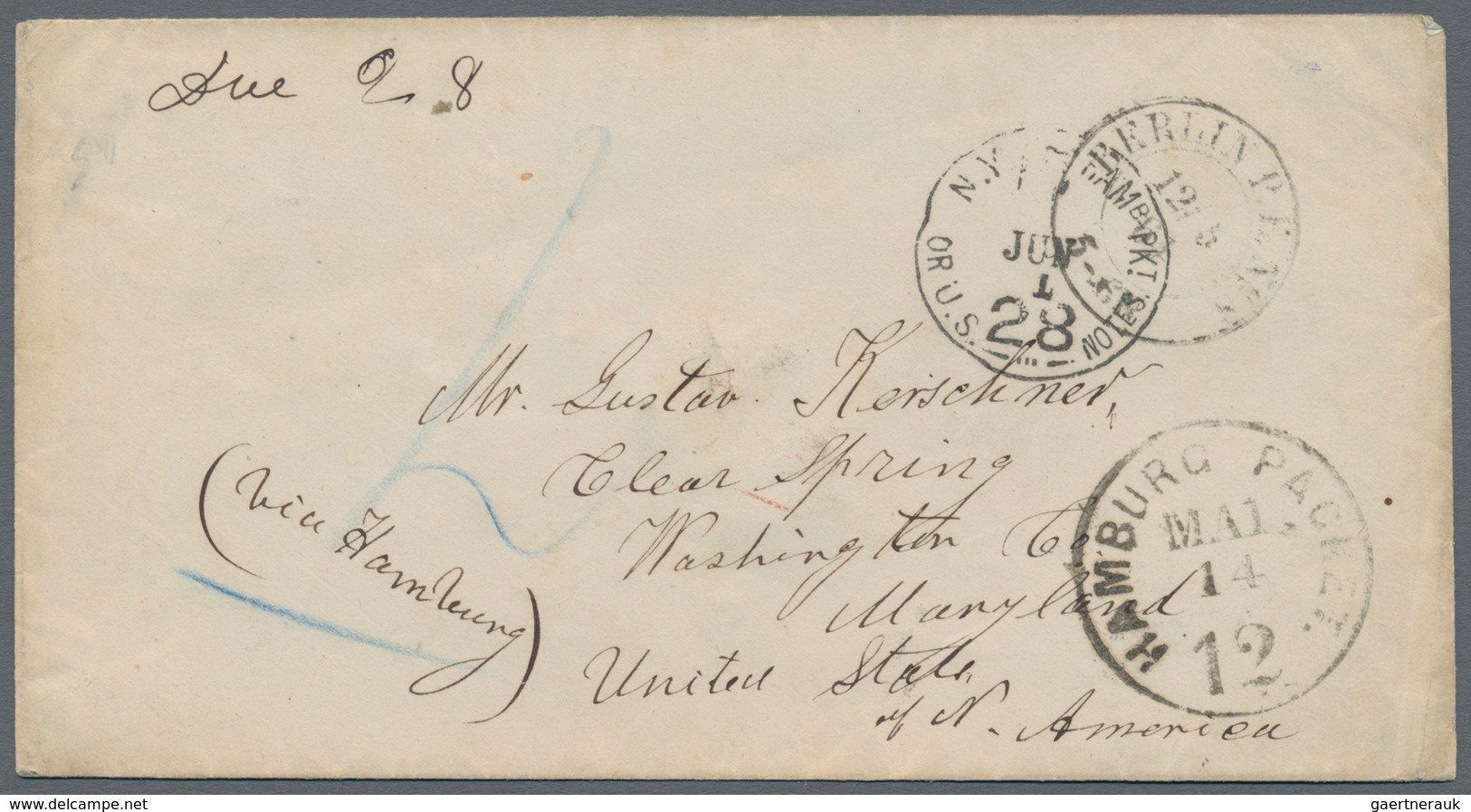 Hamburg - Marken Und Briefe: 1864, Brief Von "BERLIN P.E. No. 8" über Hamburg Mit Stempel "HAMBURG P - Hamburg