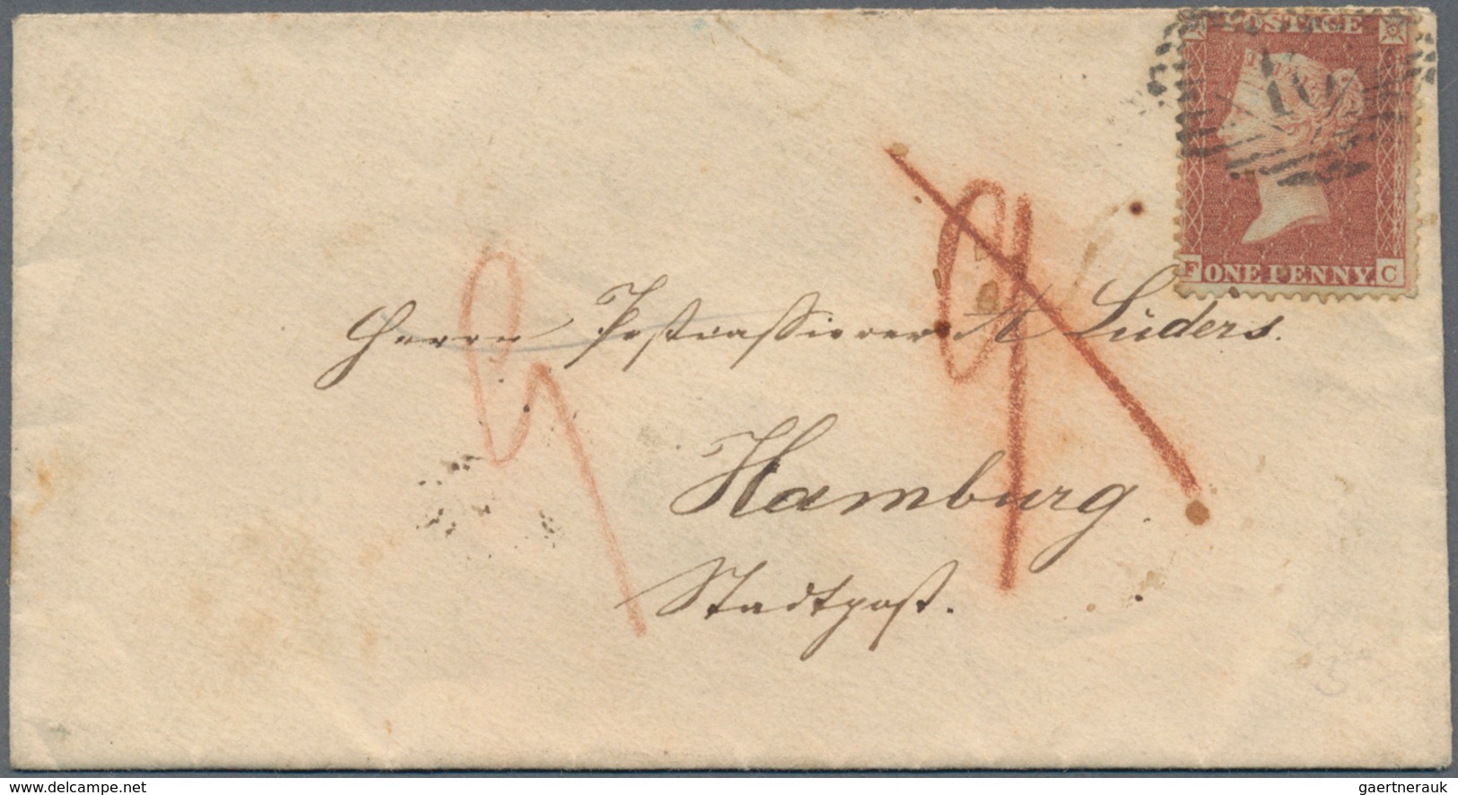 Hamburg - Besonderheiten: Incoming Mail: 1856, England 1 D. Rotbraun Mit Nummer "10" Auf Kleinformat - Hambourg