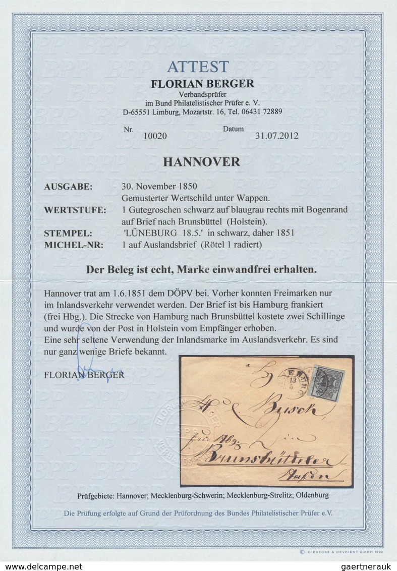 Hannover - Marken Und Briefe: 1850: Frühe, Mit Marken Frankierte Auslandspost Beschäftigt Die Philat - Hanover