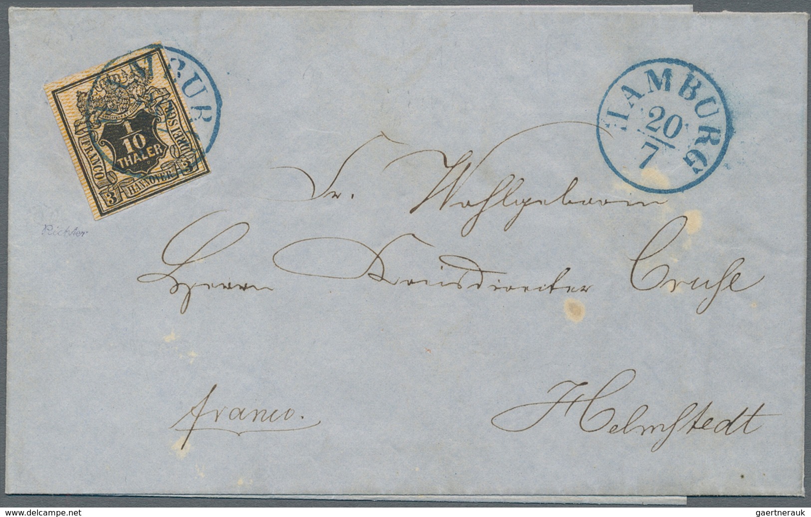 Hannover - Marken Und Briefe: 1855, Wappen 1/10 Thaler, Engmaschiger Netzunterdruck In Orange, Farbf - Hannover