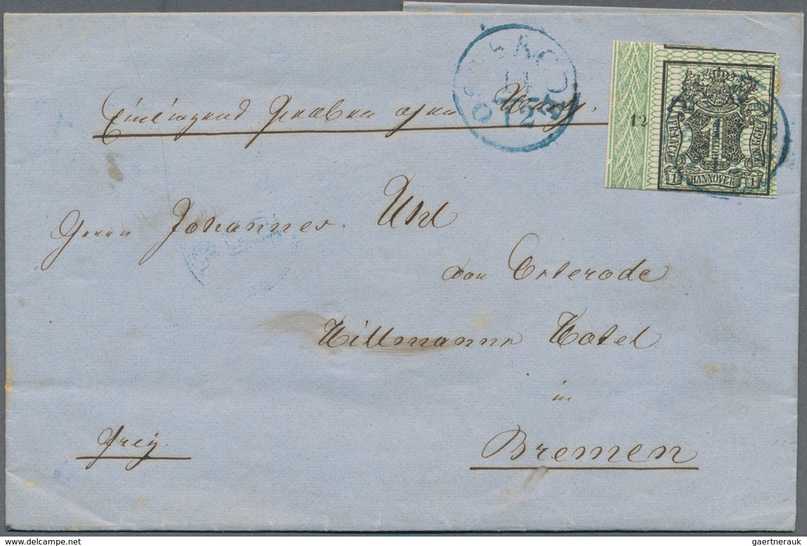 Hannover - Marken Und Briefe: 1856, 1 Ggr. Mit Lebhaftolivgrünem Netzwerk, Unten Lupenrandig, Sonst - Hannover