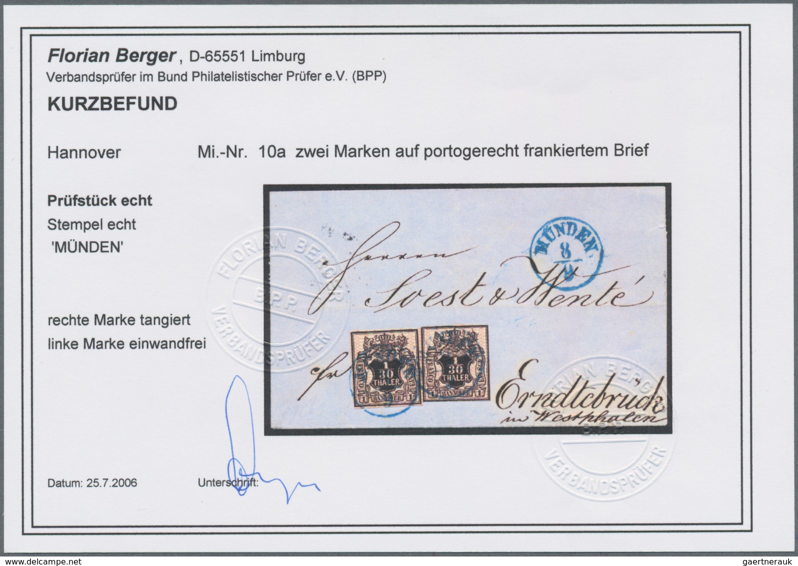 Hannover - Marken Und Briefe: 1856, Zweimal Wappen 1/30 Th. Schwarz Mit Weitmaschigem Netzwerk Rosa - Hanover