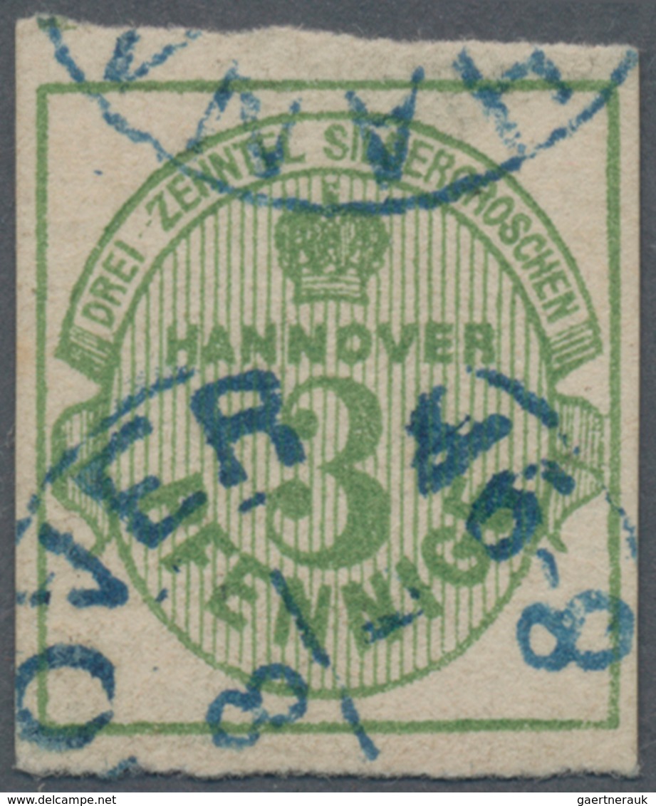 Hannover - Marken Und Briefe: 1863, 3 Pf/ 3/10 Sgr. Dunkelolivgrün Entwertet Mit K2 HANNOVER, Die Ma - Hannover