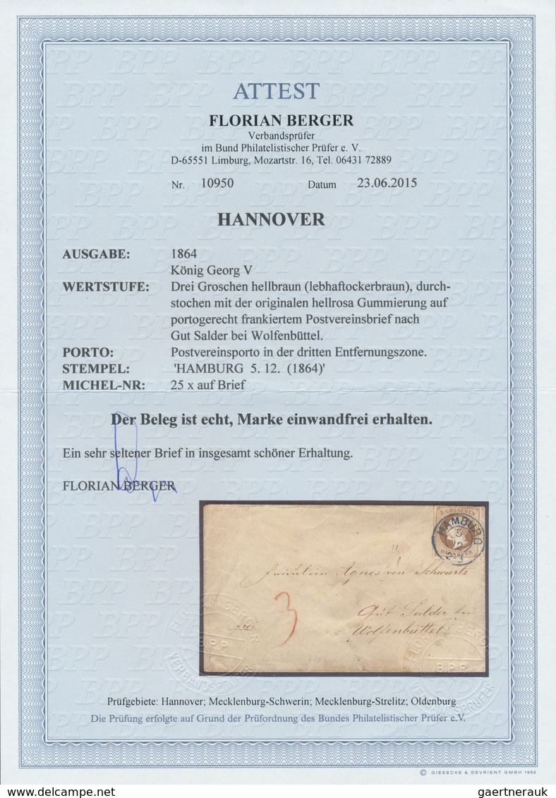 Hannover - Marken Und Briefe: 1864, 3 Gr. Hellbraun Mit Rosa Gummierung, Besonders Frisches LUXUSSTÜ - Hanover