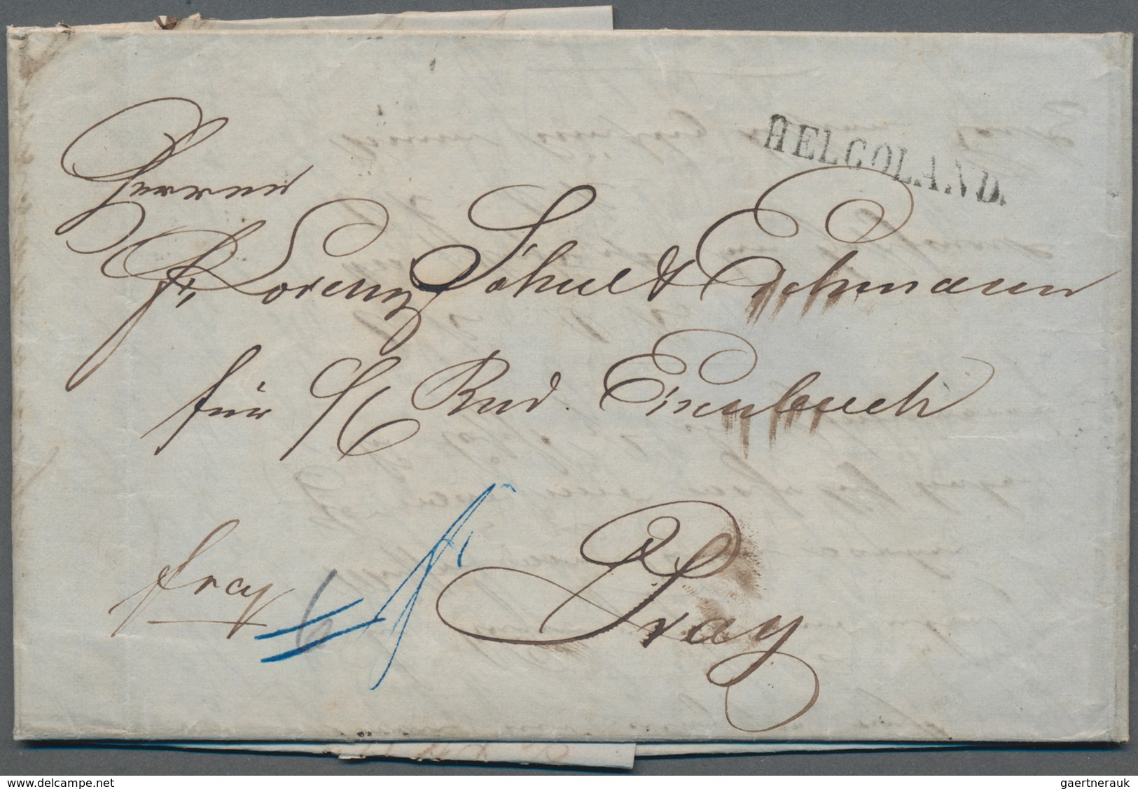 Helgoland - Vorphilatelie: 1857, Kompletter Faltbrief Von Helgoland Nach Prag. Der Brief Ist Datiert - Helgoland
