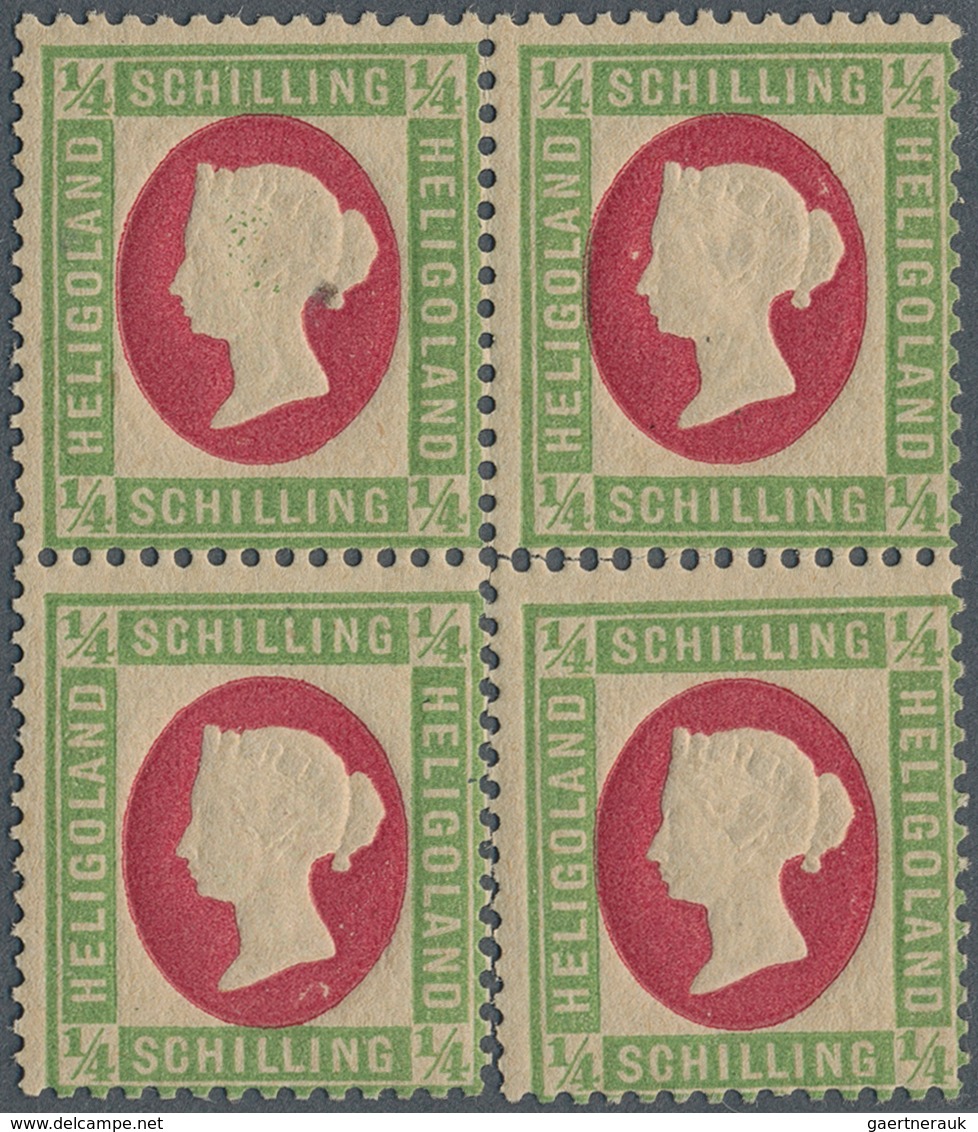 Helgoland - Marken Und Briefe: 1873, QV ¼ S Grün/karmin Fehldruck (Medaillon/Rahmenfarbe Vertauscht) - Heligoland