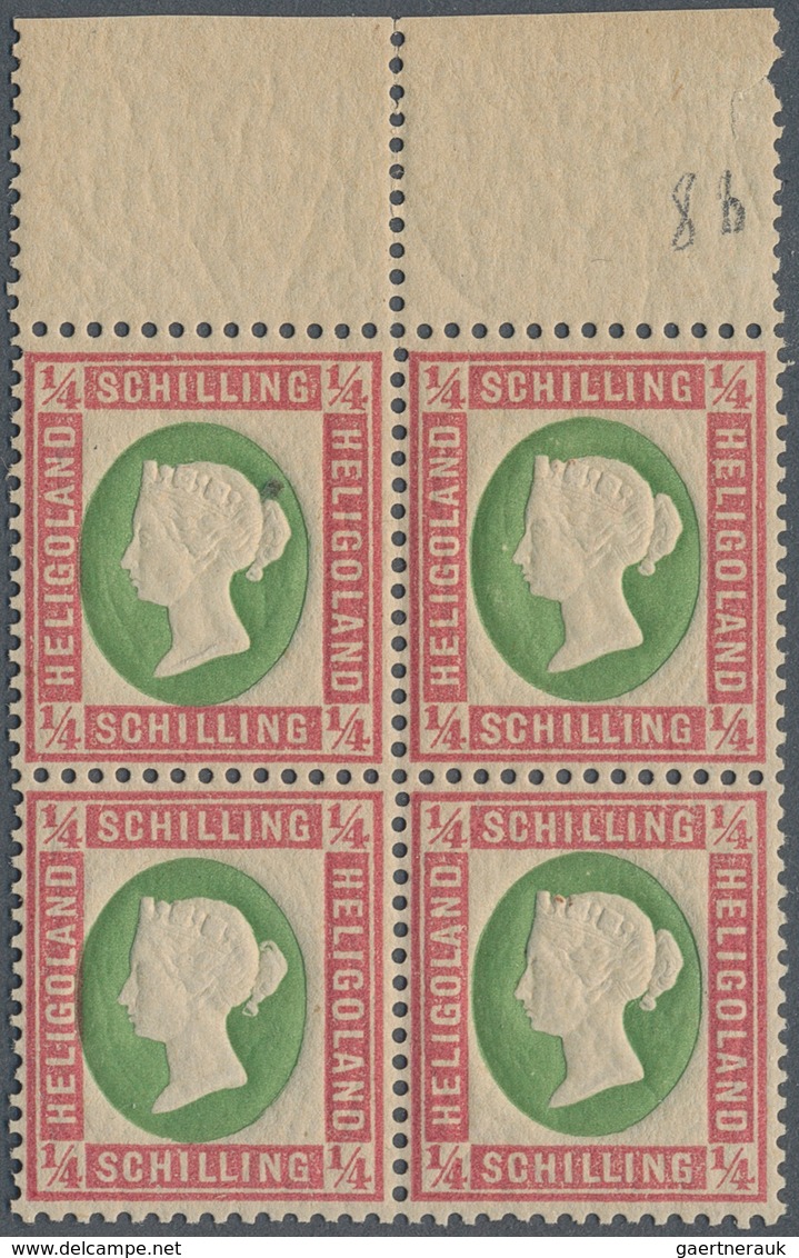 Helgoland - Marken Und Briefe: 1873, QV ¼ S Lilarosa /graugrün Im Postfrischen Viererblock Vom Oberr - Helgoland