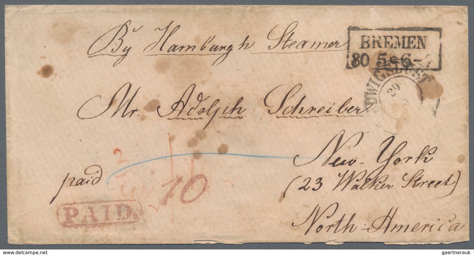 Mecklenburg-Schwerin - Marken Und Briefe: 1867, Brief Ab LUDWIGSLUST "By Hamburgh Steamer" Entgegen - Mecklenburg-Schwerin
