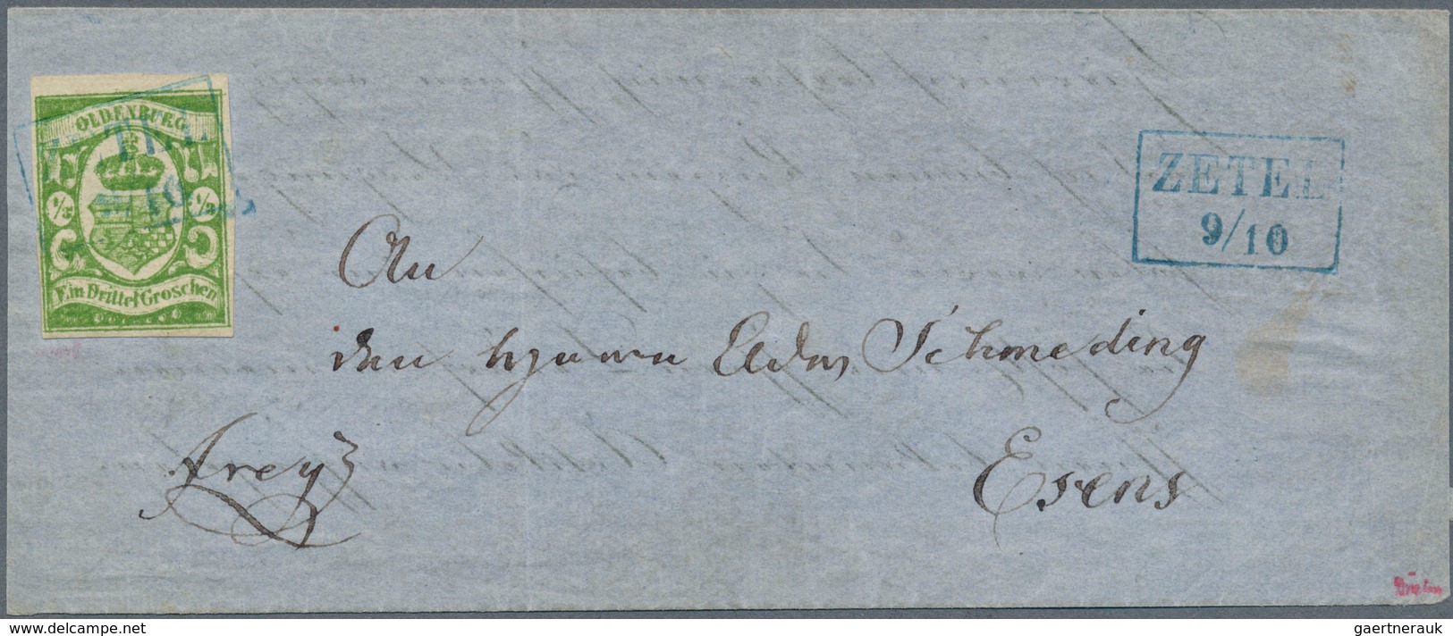 Oldenburg - Marken Und Briefe: 1861: ⅓ Gr. Moosgrün, Farbfrisch, Voll- Bis Breitrandig, Als Einzelfr - Oldenburg