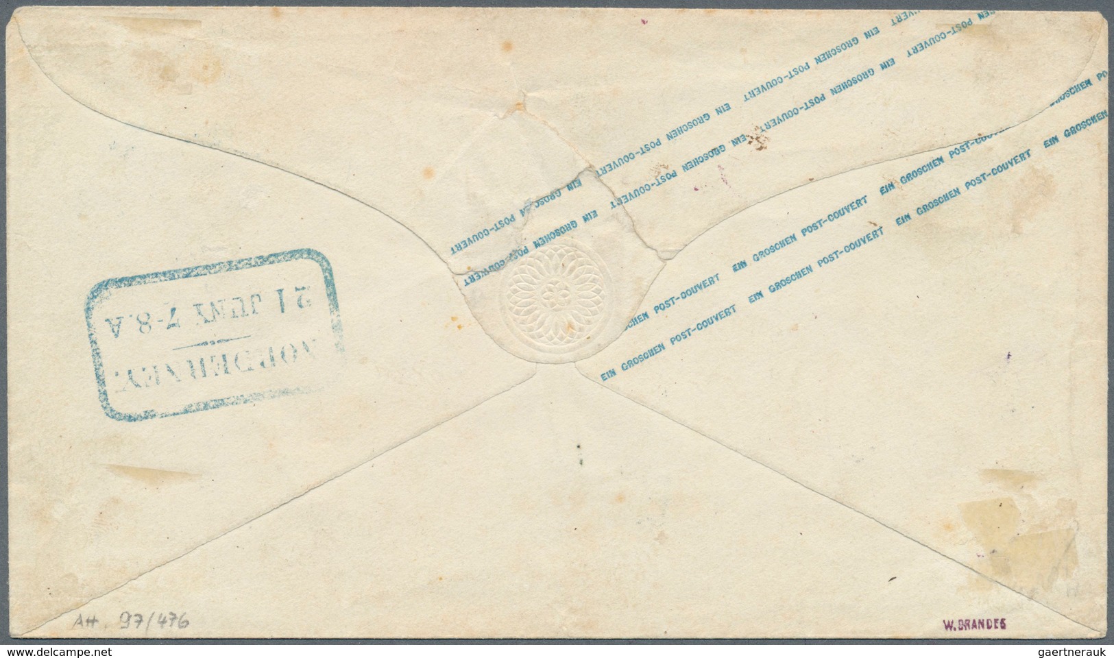 Oldenburg - Ganzsachen: 1861: Ganzsachen-Umschlag, Wertstempel Links, 1 Gr. Blau, Kleinformat, Zufra - Oldenburg