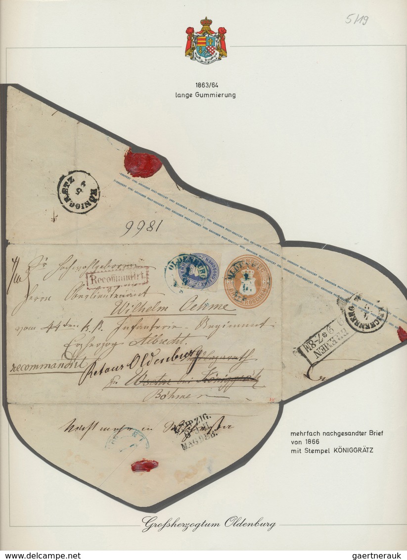 Oldenburg - Ganzsachen: 1863/64: Ganzsachen-Umschlag, Wertstempel Rechts, Lange Gummierung, 3 Gr. Br - Oldenburg