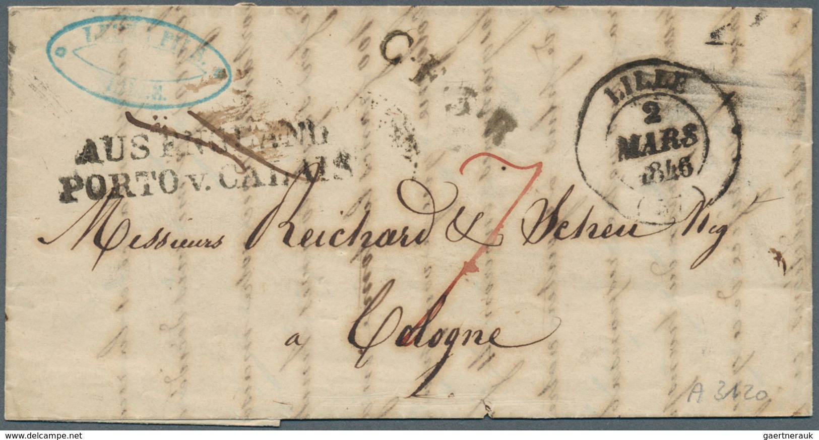 Preußen - Vorphilatelie: 1846, "Aus England/Porto Von Calais" L2 Vorderseitg Und Rückseitig, Sowie R - Prephilately