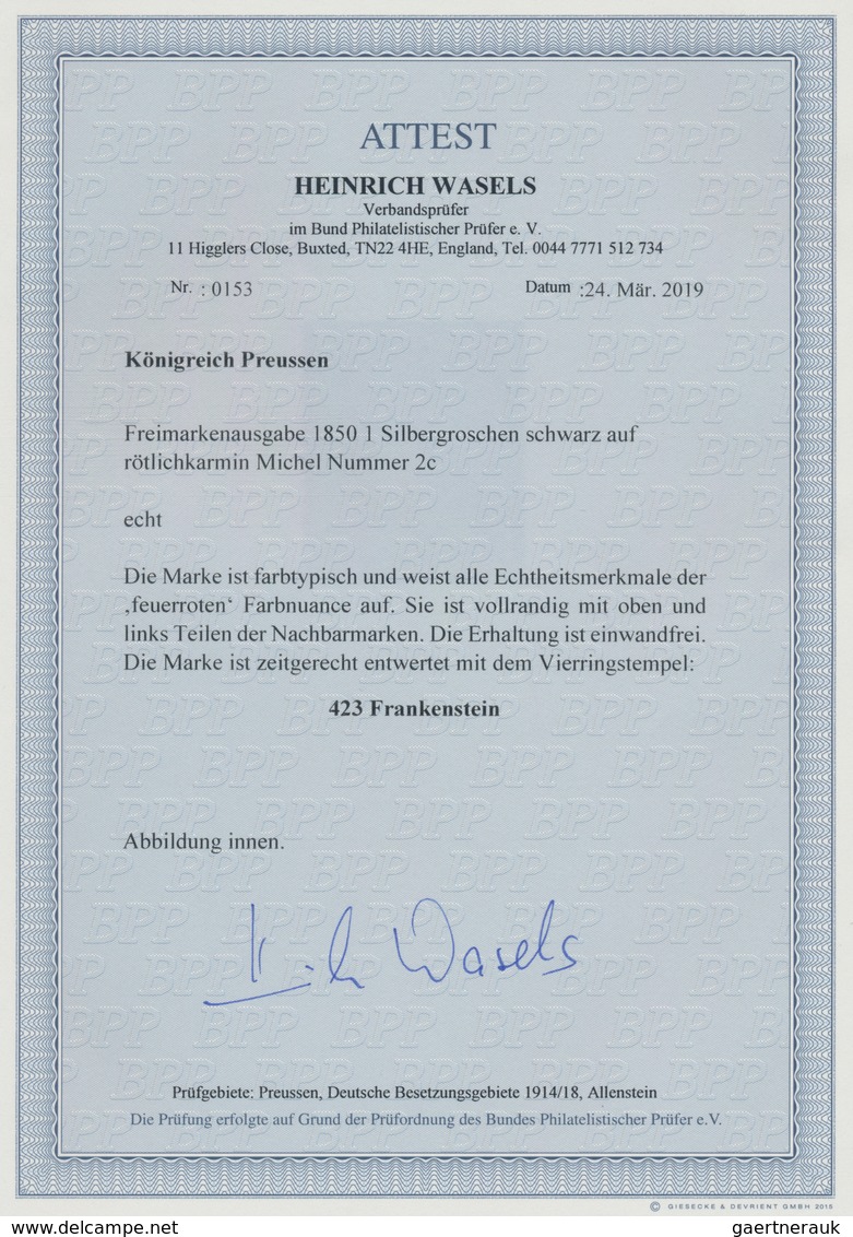 Preußen - Marken Und Briefe: 1850, 1 Sgr Schwarz Auf Rötlichkarmin ("feuerrot"), Entwertet Mit Klare - Andere & Zonder Classificatie