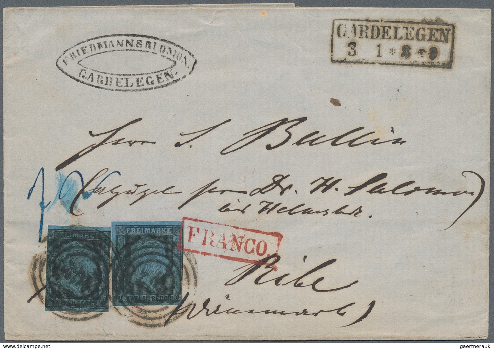 Preußen - Marken Und Briefe: 1850, 2 Sgr (2) Beide Leicht Angeschnitten Gestempelt "462" Und R2 "GAR - Other & Unclassified