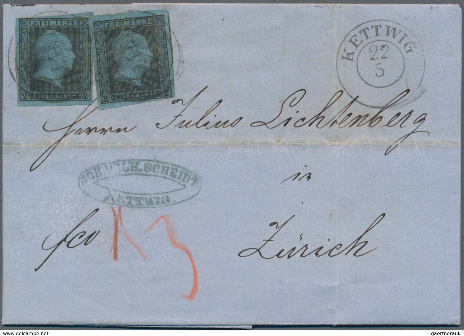 Preußen - Marken Und Briefe: 1858, Faltbrief Frankiert Mit Zweimal 2 Sgr., Jeweil Knapp- Bis Breitra - Andere & Zonder Classificatie